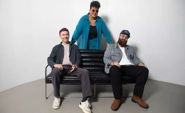 Heath Fogg, from left, Brittany Howard and Zac Cockrell, of the Alabama Shakes, pose for a portrait in New York on Saturday, June 27, 2026. (Photo by Andy Kropa/Invision/AP)