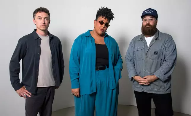 Heath Fogg, from left, Brittany Howard and Zac Cockrell, of the Alabama Shakes, pose for a portrait in New York on Saturday, June 27, 2026. (Photo by Andy Kropa/Invision/AP)
