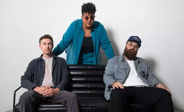 Heath Fogg, from left, Brittany Howard and Zac Cockrell, of the Alabama Shakes, pose for a portrait in New York on Saturday, June 27, 2026. (Photo by Andy Kropa/Invision/AP)