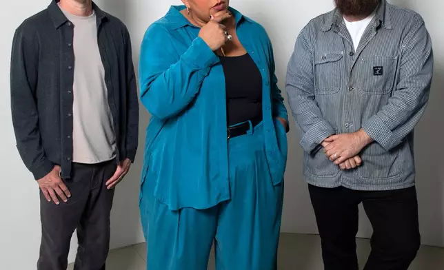 Heath Fogg, from left, Brittany Howard and Zac Cockrell, of the Alabama Shakes, pose for a portrait in New York on Saturday, June 27, 2026. (Photo by Andy Kropa/Invision/AP)