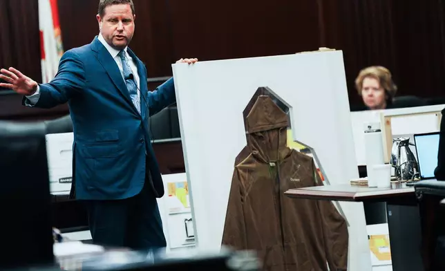 Defense Attorney Jesse Dreicer gaves the closing arguments for the defense in the the Mario Fernandez Saldana trial Tuesday, Aug. 25, 2026 at the Duval Count Courthouse in Jacksonville, Fla. [Doug Engle/The Florida Times-Union via AP, Pool)