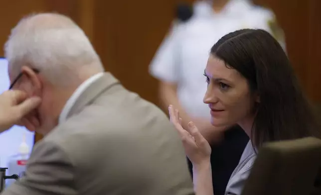 Defendant Lindsay Clancy awaits the start of proceedings during her murder trial at Plymouth Superior Court in Plymouth, Mass., on Thursday, July 30, 2026. (CJ Gunther/The Boston Herald via AP, Pool) CORRECTION: Source is The Boston Herald, not The Boston Globe.