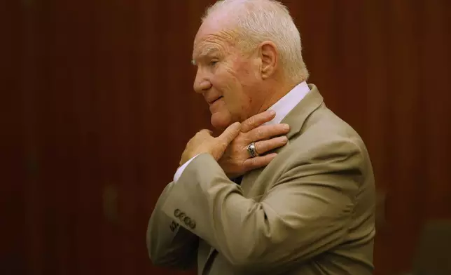 Kevin Reddington, defense attorney gestures as he cross-examines a witness during the murder trial for Lindsay Clancy at Plymouth Superior Court in Plymouth, Mass., on Thursday, July 30, 2026. (CJ Gunther/The Boston Herald via AP, Pool)