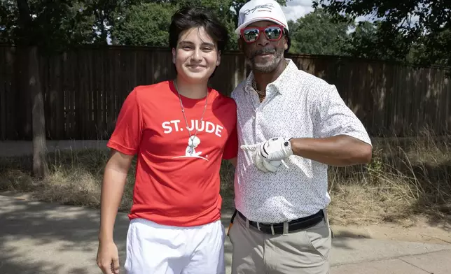 (Memphis, Tenn.) St. Jude patient Luis Carlos shares a special moment with Katt Williams during the 2026 Danny Thomas Celebrity-Am, Aug. 13, 2026 in Memphis, Tennessee. Events throughout FedEx St. Jude Championship week share the message of hope while connecting golf fans across the world to the mission of St. Jude Children’s Research Hospital: Finding cures. Saving children.®