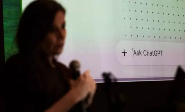 Amanda Bickerstaff, CEO of AI for Education, speaks at Academic Magnet High School during the Charleston County School District Charleston Educator Symposium Wednesday, July 22, 2026, in North Charleston, S.C. (AP Photo/Mic Smith)