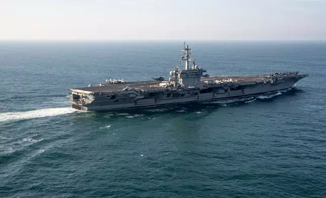 FILE - The USS George Washington aircraft carrier is pictured off the coast of Argentina, May 30, 2024.(AP Photo/Victor R. Caivano, File)