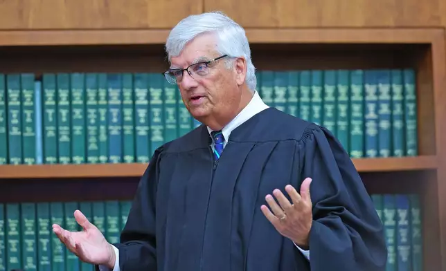 Justice William Sullivan informs the jury that the defense will start making their case as early as today during Lindsay Clancy's murder trial at Plymouth Superior Court in Plymouth, Mass., Monday, Aug. 17 2026. (Greg Der/The Patriot Ledger via AP, Pool)
