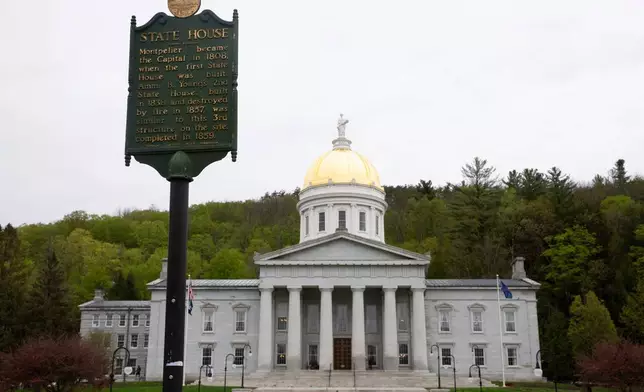 FILE - The Vermont state Capitol building is seen, May 8, 2025, in Montpelier, Vt. (AP Photo/Alex Driehaus, File)