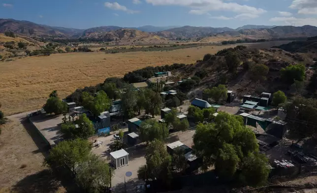 An aerial view shows the Gibbon Conservation Center in Santa Clarita, Calif., Friday, Aug. 14, 2026. (AP Photo/Jae C. Hong)