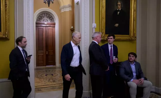 Sen. Thomas Tillis, R-N.C., walks through the U.S. Capitol during a recess, Friday, August 7, 2026 in Washington. (AP Photo/Rod Lamkey, Jr.)
