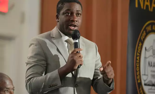 FILE - Democratic candidate Elijah Manley participates in a forum for candidates in Florida's 20th congressional race, July 23, 2026, in Fort Lauderdale, Fla. (AP Photo/Marta Lavandier, File)