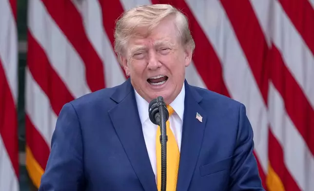 President Donald Trump speaks during a back to school event in the Rose Garden of the White House, Monday, Aug. 24, 2026, in Washington. (AP Photo/Alex Brandon)