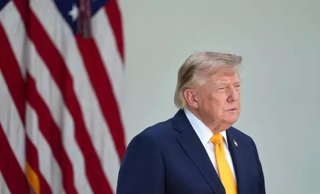 President Donald Trump listens during a back to school event in the Rose Garden of the White House, Monday, Aug. 24, 2026, in Washington. (AP Photo/Alex Brandon)