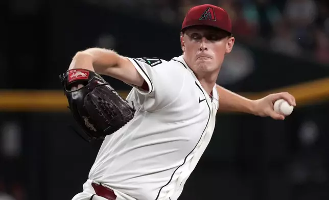 Arizona Diamondbacks pitcher Kohl Drake throws against the San Diego Padres in the first inning of a baseball game, Thursday, Aug 6, 2026, in Phoenix. (AP Photo/Rick Scuteri)