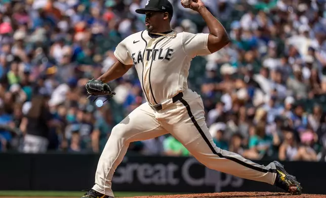 Seattle Mariners relief pitcher Jose A. Ferrer delivers during the sixth inning of a baseball game against the Tampa Bay Rays, Sunday, Aug. 9, 2026, in Seattle. (AP Photo/Stephen Brashear)