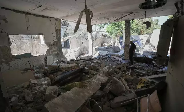 Palestinians inspect the damage at a police station that was hit by an Israeli airstrike in Gaza City, Wednesday, Aug. 19, 2026. (AP Photo/Jehad Alshrafi)