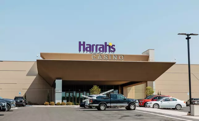 The Harrah's Casino, owned by the Iowa Tribe of Oklahoma, is seen in Chandler, Okla., Wednesday, Aug. 5, 2026. (AP Photo/Brittany Bendabout)