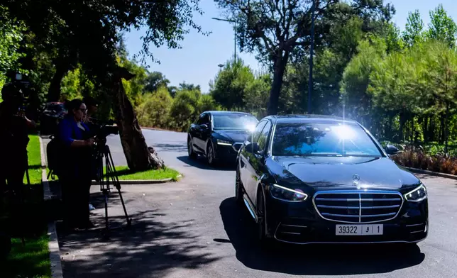 A vehicle carrying FIFA President Gianni Infantino arrives for a senior leadership meeting in Sale, Morocco, Wednesday, Aug. 5, 2026. (AP Photo)