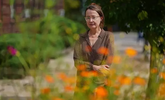 Emily Wilson, professor of classical studies at the University of Pennsylvania, poses for a photo in Philadelphia on Wednesday, Aug. 26, 2026. (AP Photo/Matt Rourke)