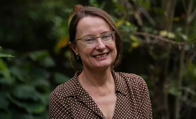 Emily Wilson, professor of classical studies at the University of Pennsylvania, poses for a photo in Philadelphia on Wednesday, Aug. 26, 2026. (AP Photo/Matt Rourke)