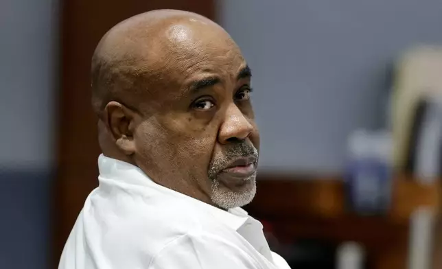 Duane Davis appears in court during the third day of jury selection in his murder trial, related to the 1996 killing of rapper Tupac Shakur, at Clark County District Court Regional Justice Center on Wednesday, Aug. 12, 2026, in Las Vegas. (Steve Marcus/Las Vegas Sun via AP, Pool)