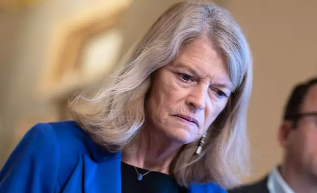 FILE- Sen. Lisa Murkowski, R-Alaska, a member of the Senate Appropriations Committee, arrives for a closed-door Republican meeting, at the Capitol in Washington, June 27, 2025. (AP Photo/J. Scott Applewhite, File)