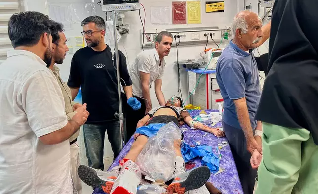 A boy injured in a strike receives treatment at a hospital in Lamerd, southern Iran, Saturday, Feb. 28, 2026. (Alireza Ameri/Tasnim News Agency via AP)