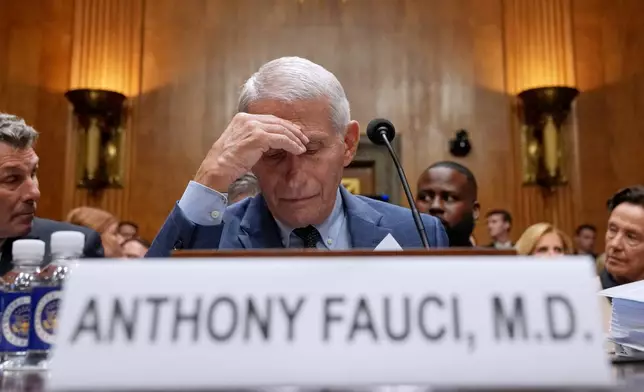 Dr. Anthony Fauci appears before the Senate Homeland Security and Governmental Affairs Committee at the Capitol, Wednesday, July 29, 2026, in Washington. (AP Photo/Allison Robbert)