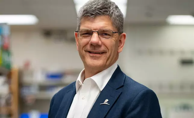 St. Jude Children's Medical Research Center CEO Dr. Charles Roberts stands for a portrait in the Roberts Laboratory at the Danny Thomas Research Center on Monday, Aug. 17, 2026, in Memphis, Tenn. (AP Photo/Kevin Wurm)