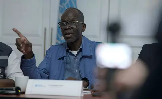 Mohamed Yakub Janabi, WHO regional director for Africa, speaks during a press conference in Bunia, Congo, Monday, Aug. 10, 2026. (AP Photo/Dieudonne Dirole)