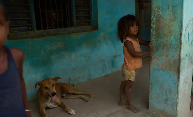 Children play in Gaur, Nepal, on May 19, 2026. (AP Photo/Bram Janssen)