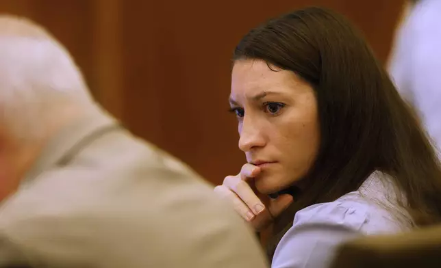 Defendant Lindsay Clancy listens during her murder trial at Plymouth Superior Court in Plymouth, Mass., on Thursday, July 30, 2026. (CJ Gunther/The Boston Herald via AP, Pool)