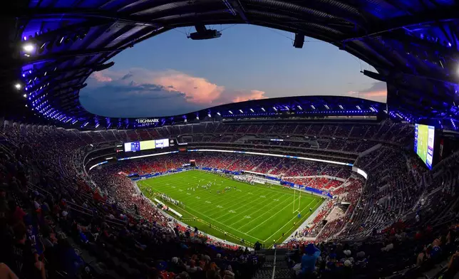 Overall view of Highmark Stadium during Buffalo Bills practice at the team's NFL football training camp Saturday, Aug. 8, 2026, in Orchard Park, N.Y. (AP Photo/Adrian Kraus)