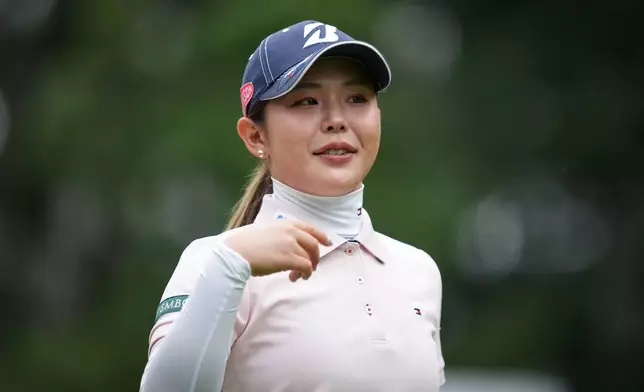 Yuri Yoshida, of Japan, walks from the fourth tee during the third round at the LPGA Canadian Women's Open golf tournament in Edmonton, Alberta, Saturday, Aug. 22, 2026. (Darryl Dyck/The Canadian Press via AP)