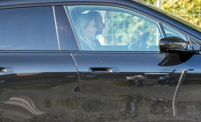 Norway's Crown Prince Haakon and Crown Princess Mette-Marit arrive at the National Hospital in Oslo, Norway, Thursday, Aug. 27, 2026. (Cornelius Poppe/NTB Scanpix via AP)