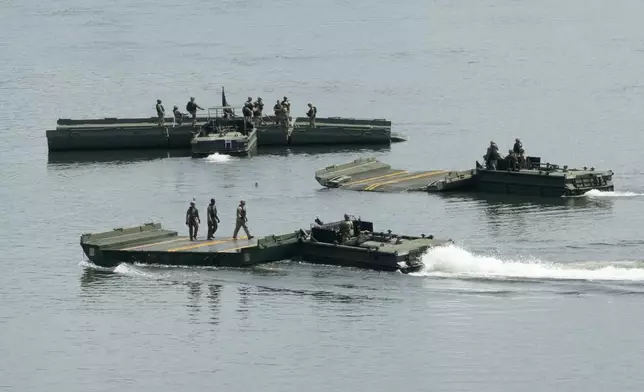 The U.S. Army's soldiers conduct a training exercise on a river in Yeoncheon, South Korea, near the border with North Korea, Tuesday, Aug. 18, 2026. (AP Photo/Ahn Young-joon)