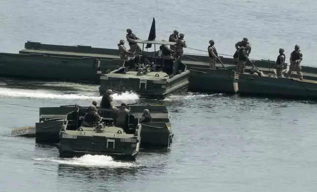 The U.S. Army's soldiers conduct a training exercise on a river in Yeoncheon, South Korea, near the border with North Korea, Tuesday, Aug. 18, 2026. (AP Photo/Ahn Young-joon)
