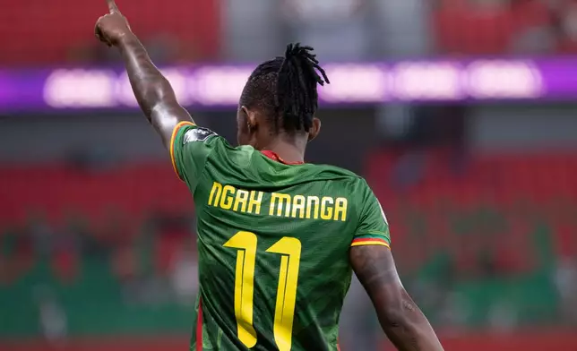 Cameroon's Marie Ngah celebrates after scoring her team's third goal against Malawi during the Women AFCON 2026 final soccer match, in Rabat, Morocco, Sunday, Aug. 16, 2026. (AP Photo)