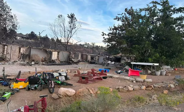 This photo shows Crystal Hallock's property on Aug. 23, 2026, in northwest Reno, Nevada, after the Hawk Fire destroyed her home. (Brenda Means via AP)