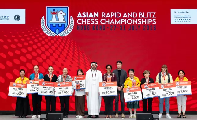 Top 10 Awardees in Women’s Rapid, Photo source: Hong Kong China Chess Federation