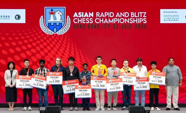 Top 10 Awardees in Men’s Blitz, Photo source: Hong Kong China Chess Federation