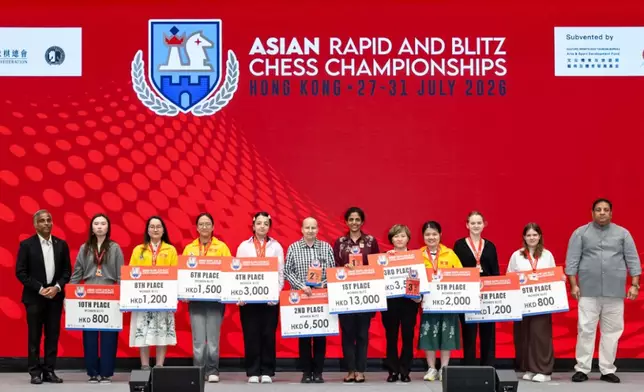 Top 10 Awardees in Women’s Blitz, Photo source: Hong Kong China Chess Federation