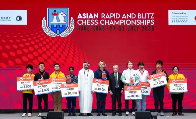 Top 10 Awardees in Men’s Rapid, Photo source: Hong Kong China Chess Federation