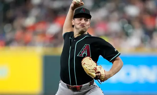 Arizona Diamondbacks starting pitcher Brandon Pfaadt throws against the Houston Astros during the first inning of a baseball game Saturday, Sept. 5, 2026, in Houston. (AP Photo/Eric Christian Smith)
