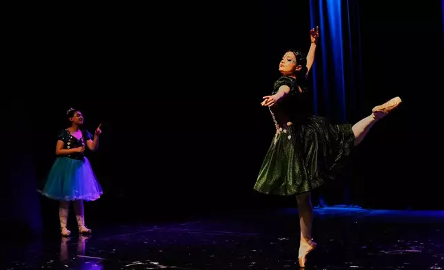 Dancers from Baghdad Ballet Academy perform in a production titled "Mermaid" at Al-Sinbad Theater in Baghdad, Iraq, Friday, Sept. 25, 2026. (AP Photo/Hadi Mizban)