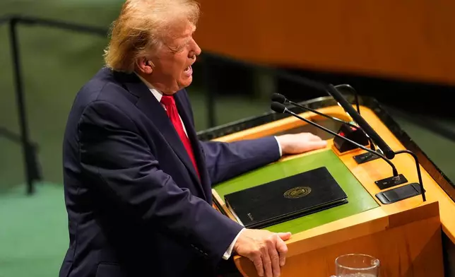 United States President Donald Trump speaks during the 81st session of the United Nations General Assembly at United Nations headquarters, Tuesday, Sept. 22, 2026. (AP Photo/Yuki Iwamura)