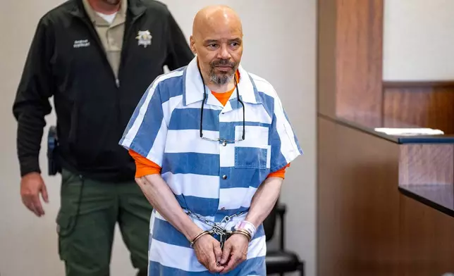 Former death row inmate Douglas Stewart Carter appears in 4th District Court in Provo, Utah, for a bond hearing on Monday, Sept. 28, 2026. (Rick Egan/The Salt Lake Tribune via AP, Pool)