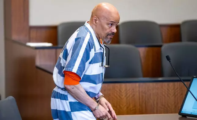 Former death row inmate Douglas Stewart Carter appears in 4th District Court in Provo, Utah, for a bond hearing on Monday, Sept. 28, 2026. (Rick Egan/The Salt Lake Tribune via AP, Pool)