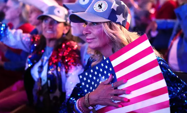 People listen as President Donald Trump speaks at the Republican convention, Wednesday, Sept. 9, 2026, in Dallas. (AP Photo/Julia Demaree Nikhinson)