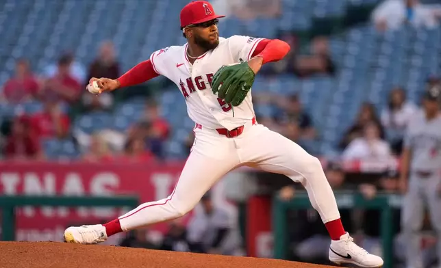 Los Angeles Angels starting pitcher Walbert Ureña throws to the plate during the first inning of a baseball game against the Minnesota Twins, Thursday, Sept. 17, 2026, in Anaheim, Calif. (AP Photo/Mark J. Terrill)